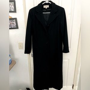 Albert Nipon Long Black Trench Coat for Women